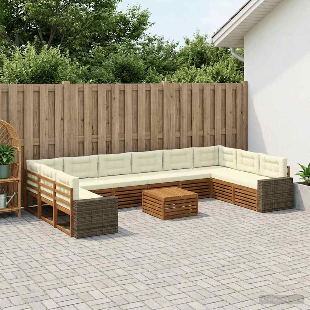 Sofa-Sets met kussen 11 pcs Massief Acaciahout
