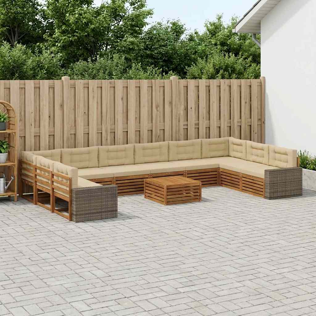 Sofa-Sets met kussen 11 pcs Massief Acaciahout – afbeelding 1