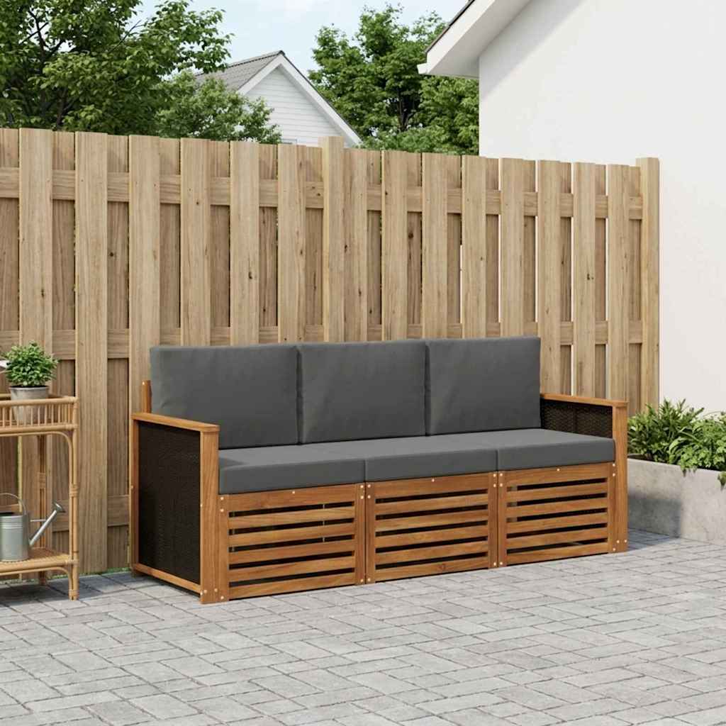 Sofa-Sets met kussen 3 pcs Massief Acaciahout – afbeelding 1