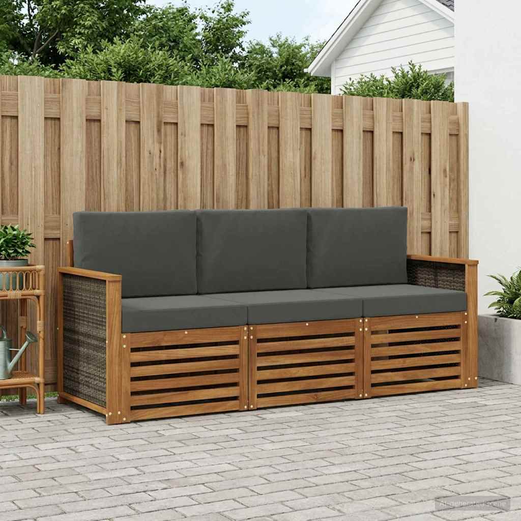 Sofa-Sets met kussen 3 pcs Massief Acaciahout