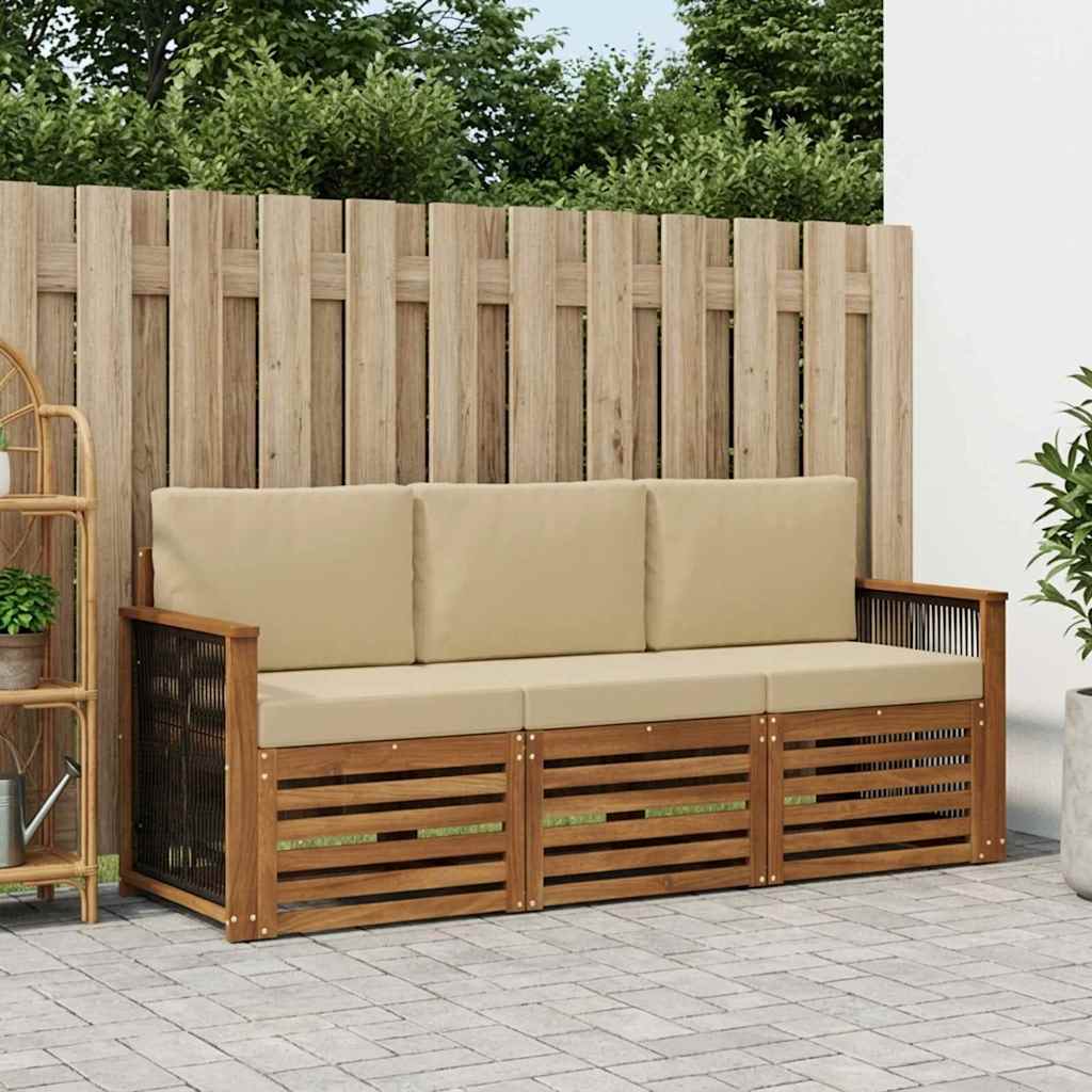 Sofa-Sets met kussen 3 pcs Massief Acaciahout