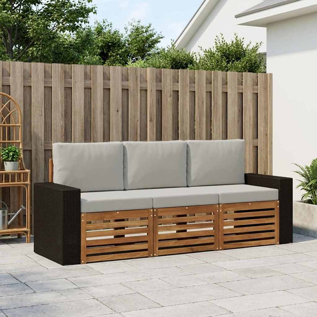 Sofa-Sets met kussen 3 pcs Massief Acaciahout