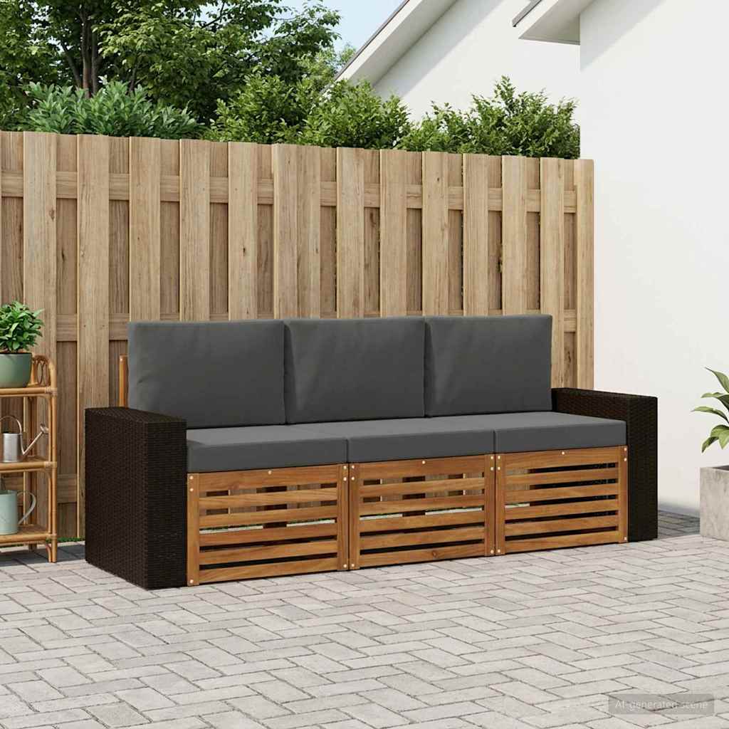 Sofa-Sets met kussen 3 pcs Massief Acaciahout