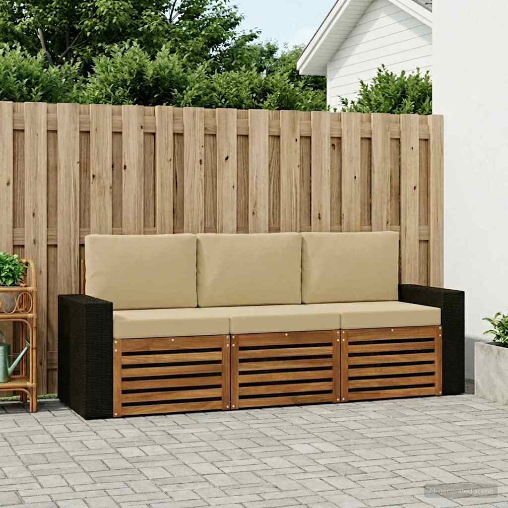 Sofa-Sets met kussen 3 pcs Massief Acaciahout