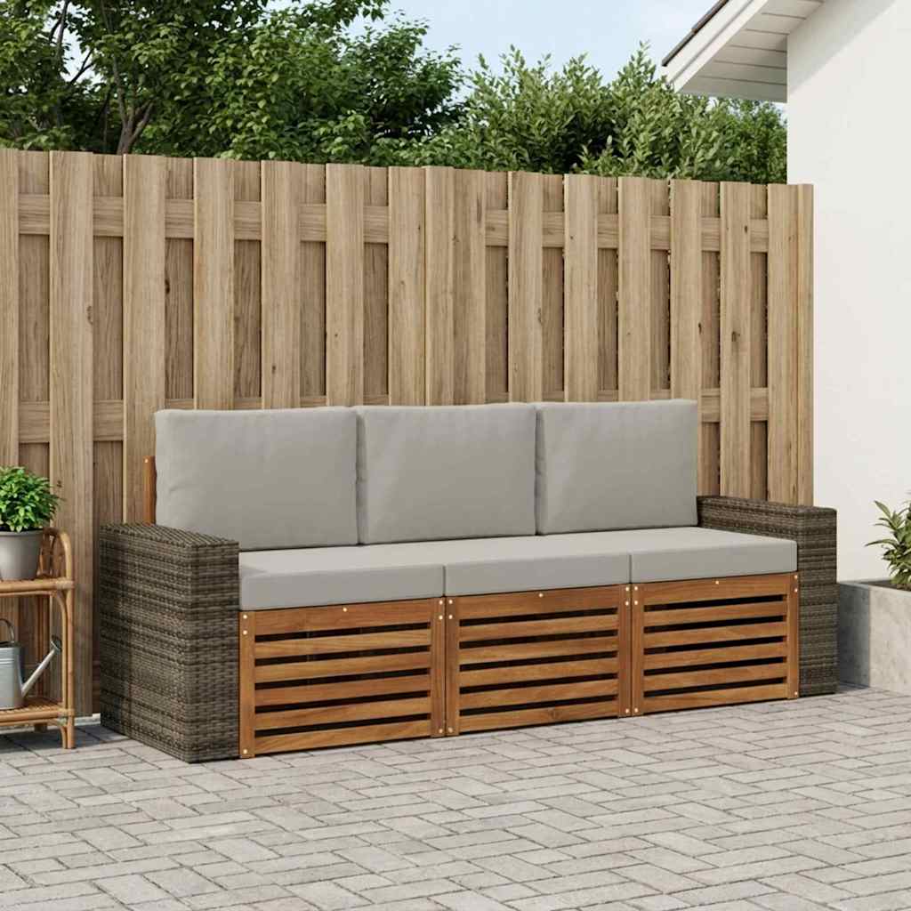 Sofa-Sets met kussen 3 pcs Massief Acaciahout