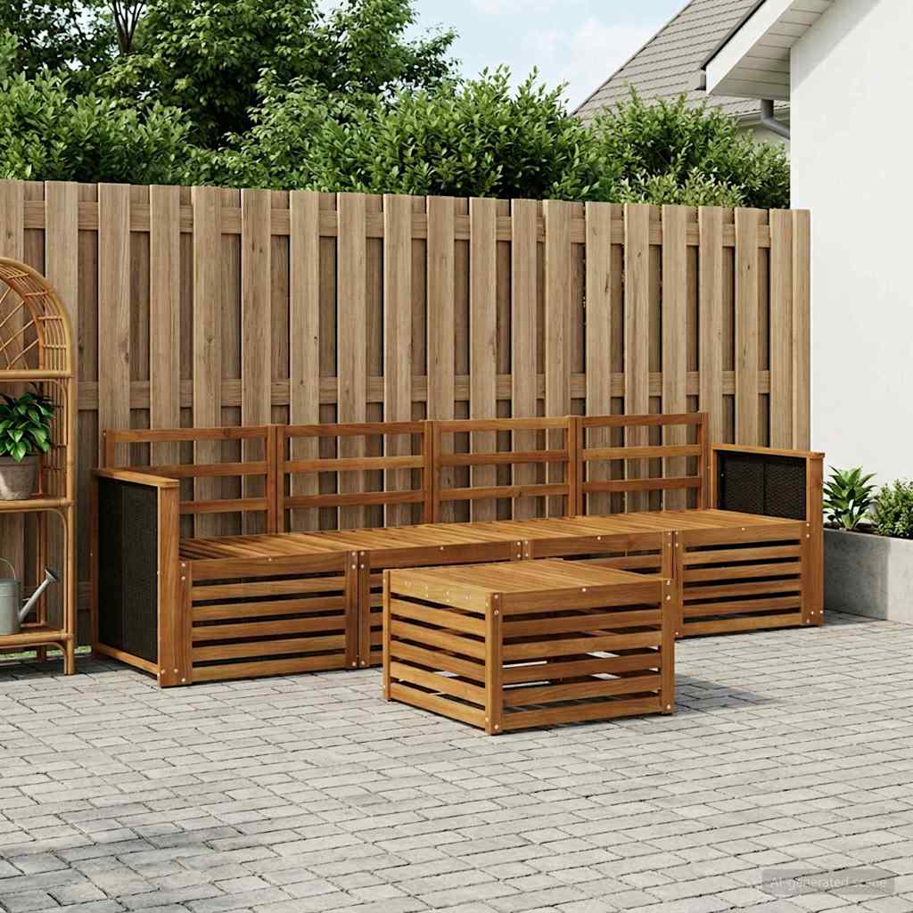 Buiten bankenset 5 pcs Naturel Massief Acaciahout