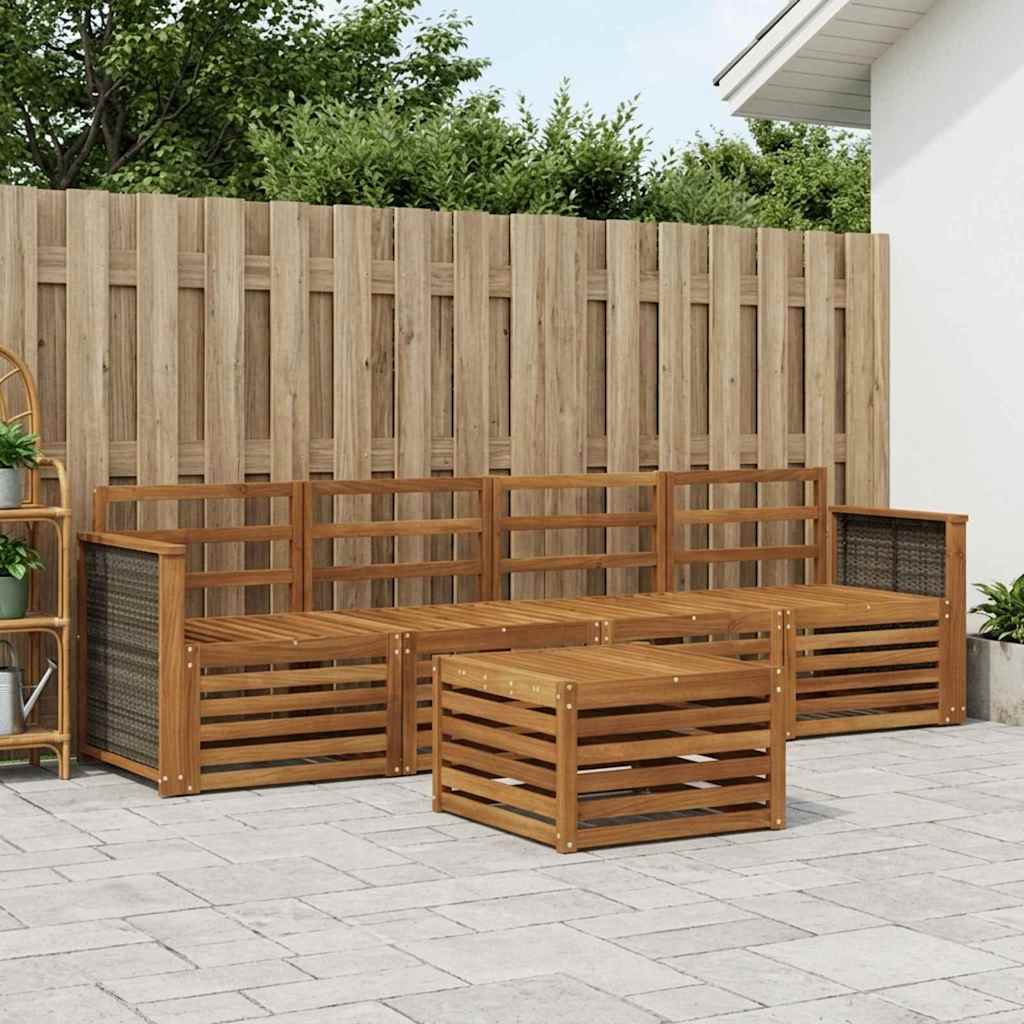 Buiten bankenset 5 pcs Naturel Massief Acaciahout – afbeelding 1