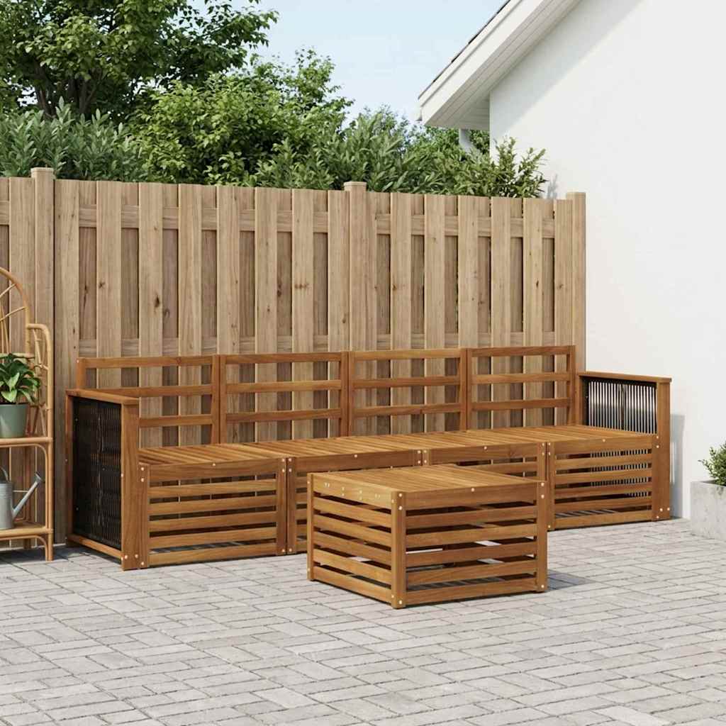 Buiten bankenset 5 pcs Naturel Massief Acaciahout – afbeelding 1