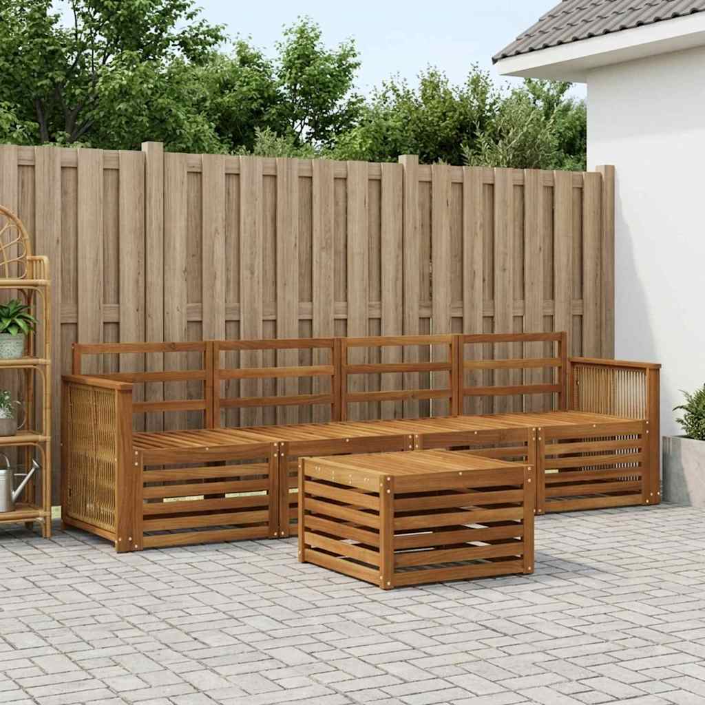 Buiten bankenset 5 pcs Naturel Massief Acaciahout – afbeelding 1