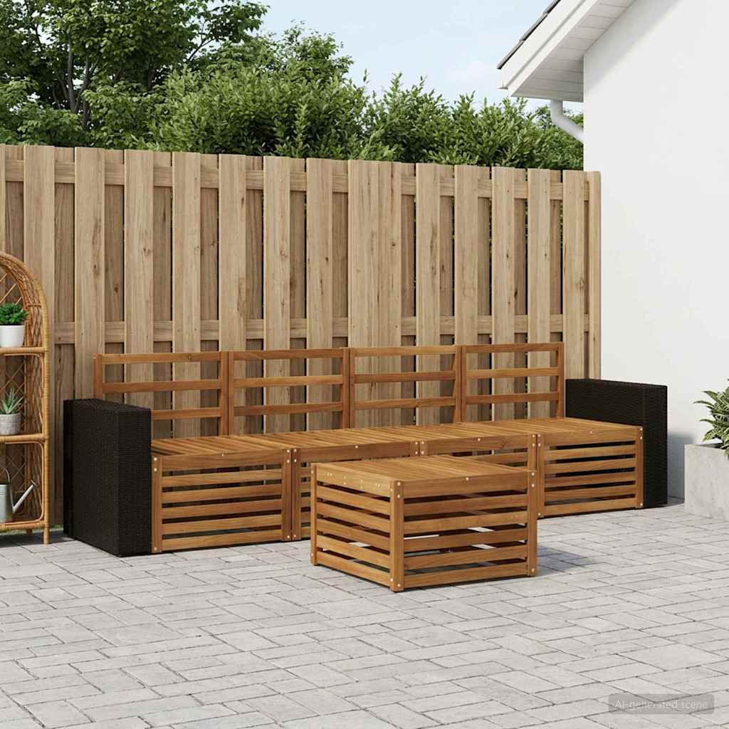 Buiten bankenset 5 pcs Naturel Massief Acaciahout