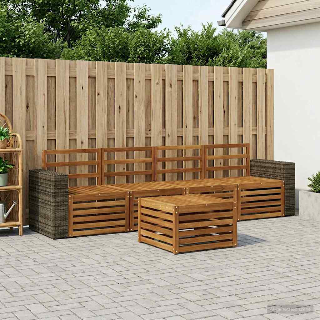 Buiten bankenset 5 pcs Naturel Massief Acaciahout – afbeelding 1