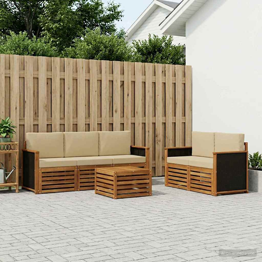 Sofa-Sets met kussen 6 pcs Massief Acaciahout