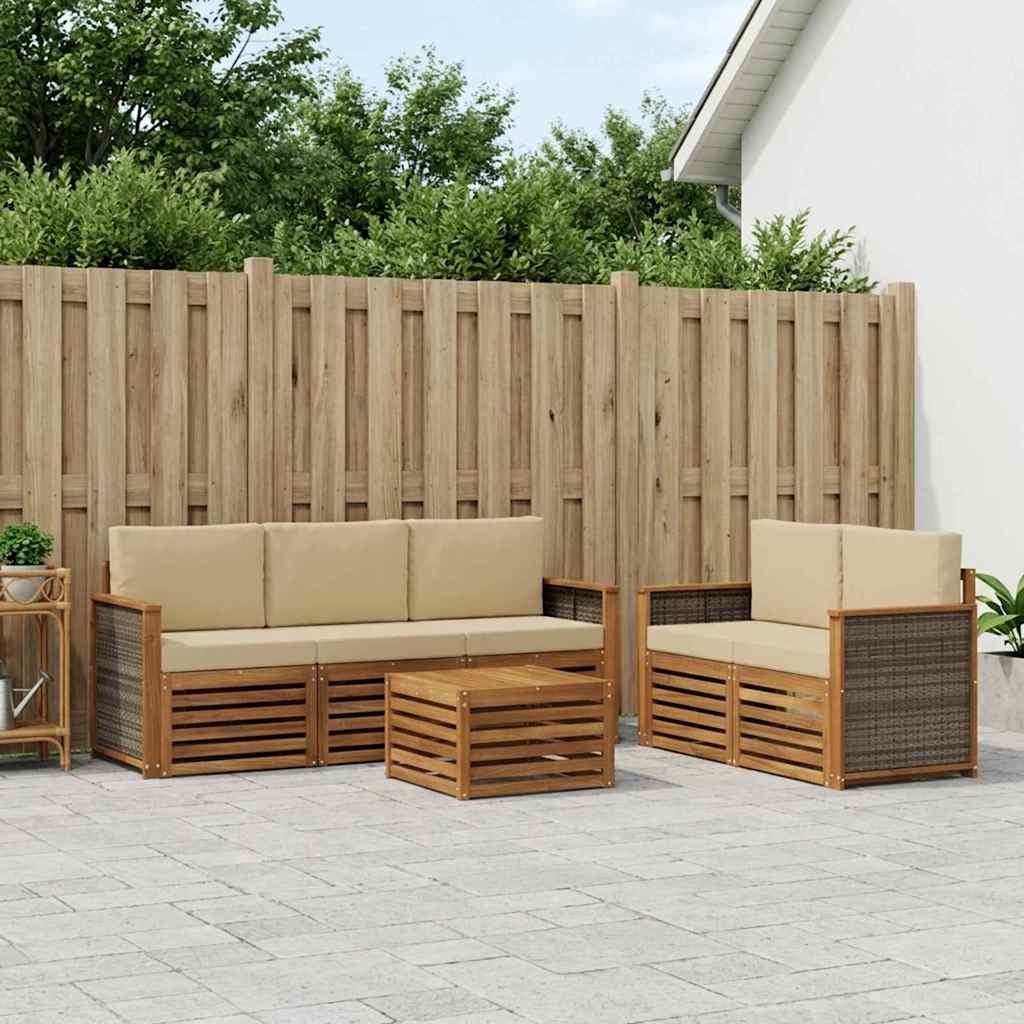 Sofa-Sets met kussen 6 pcs Massief Acaciahout – afbeelding 1