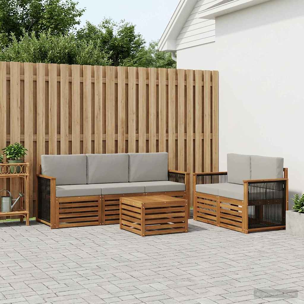 Sofa-Sets met kussen 6 pcs Massief Acaciahout – afbeelding 1