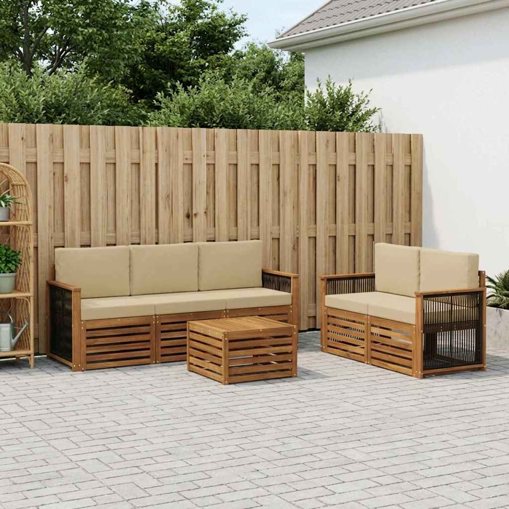 Sofa-Sets met kussen 6 pcs Massief Acaciahout