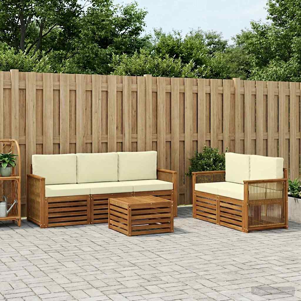 Sofa-Sets met kussen 6 pcs Massief Acaciahout – afbeelding 1