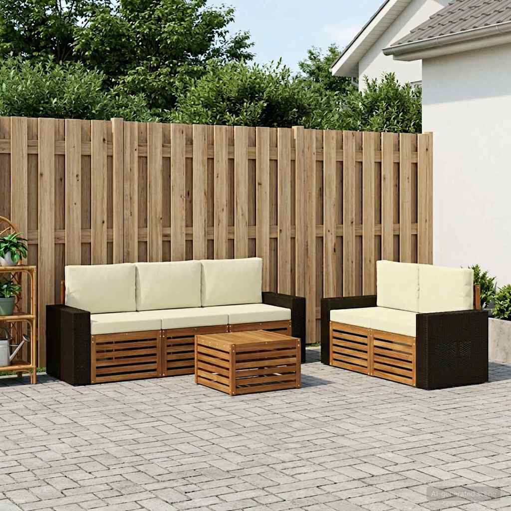 Sofa-Sets met kussen 6 pcs Massief Acaciahout – afbeelding 1