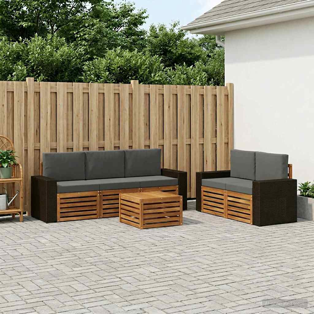 Sofa-Sets met kussen 6 pcs Massief Acaciahout – afbeelding 1
