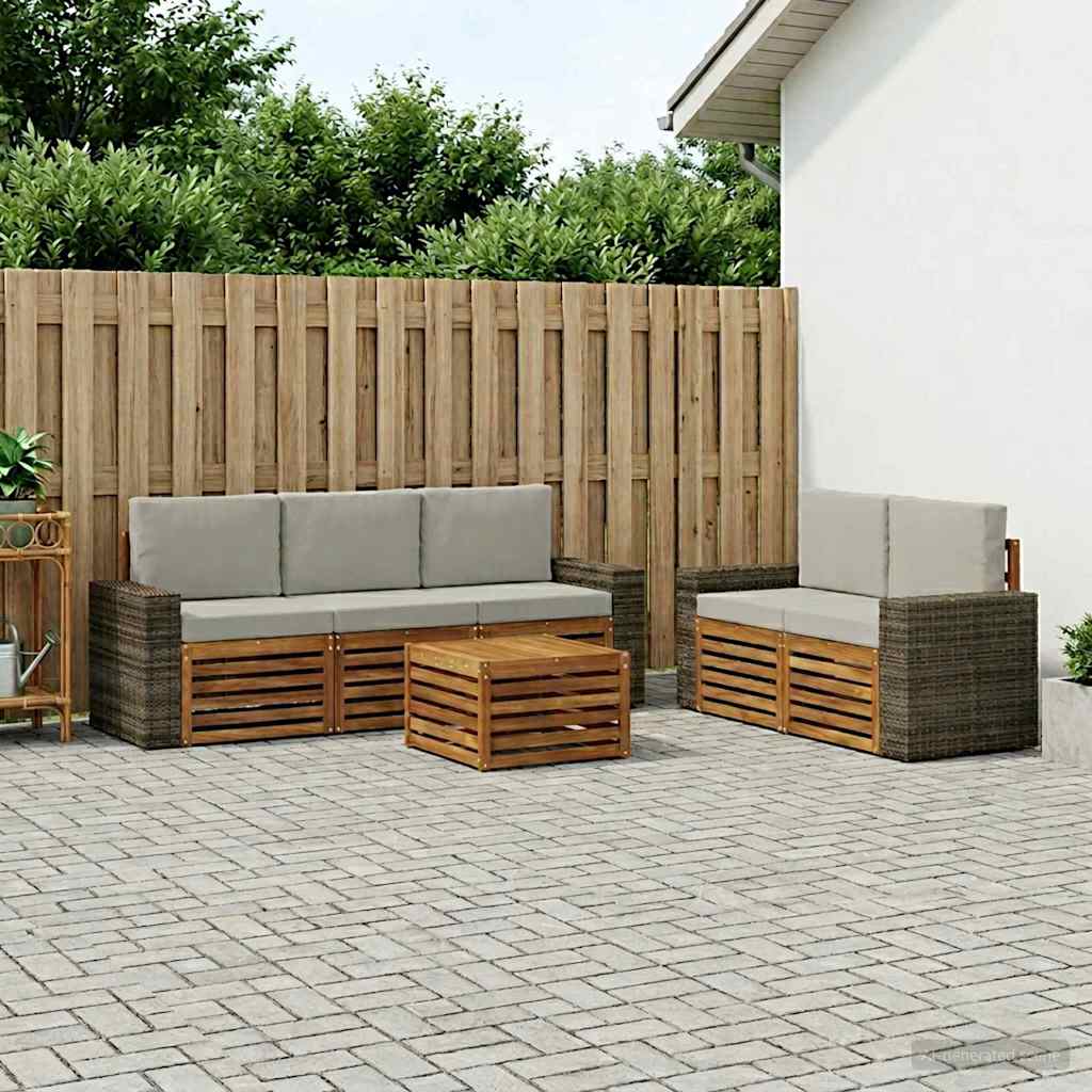 Sofa-Sets met kussen 6 pcs Massief Acaciahout – afbeelding 1