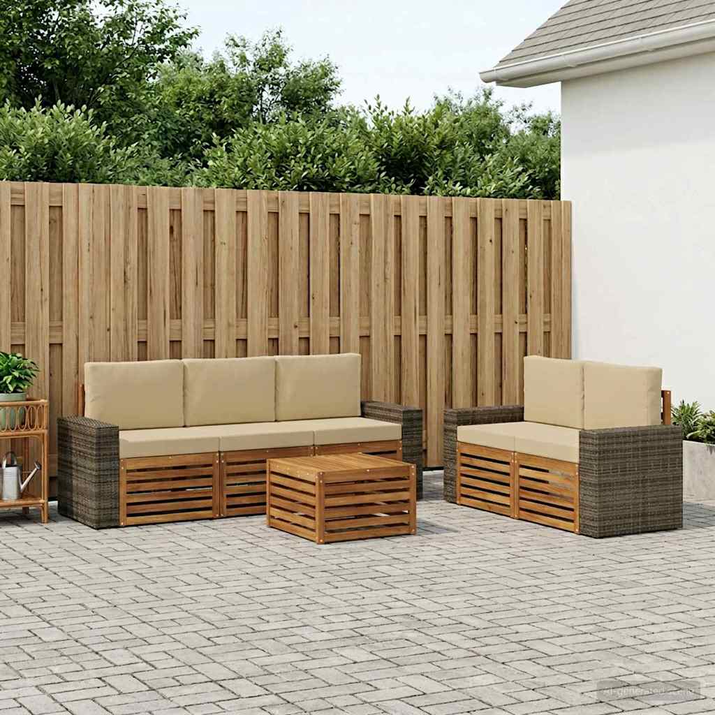 Sofa-Sets met kussen 6 pcs Massief Acaciahout – afbeelding 1