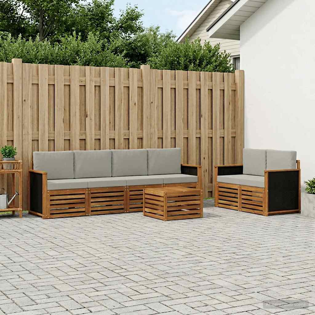 Buiten bankenset 7 pcs Naturel en lichtgrijs Massief Acaciahout