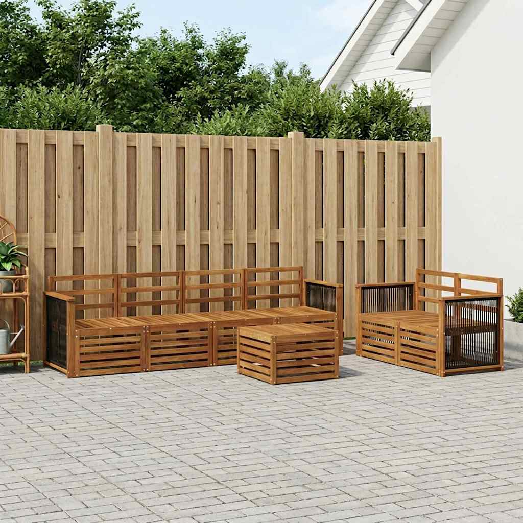 Buiten bankenset 7 pcs Naturel Massief Acaciahout – afbeelding 1