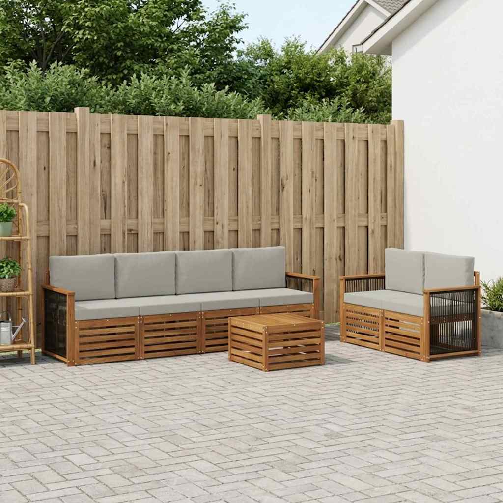 Buiten bankenset 7 pcs Naturel en lichtgrijs Massief Acaciahout – afbeelding 1