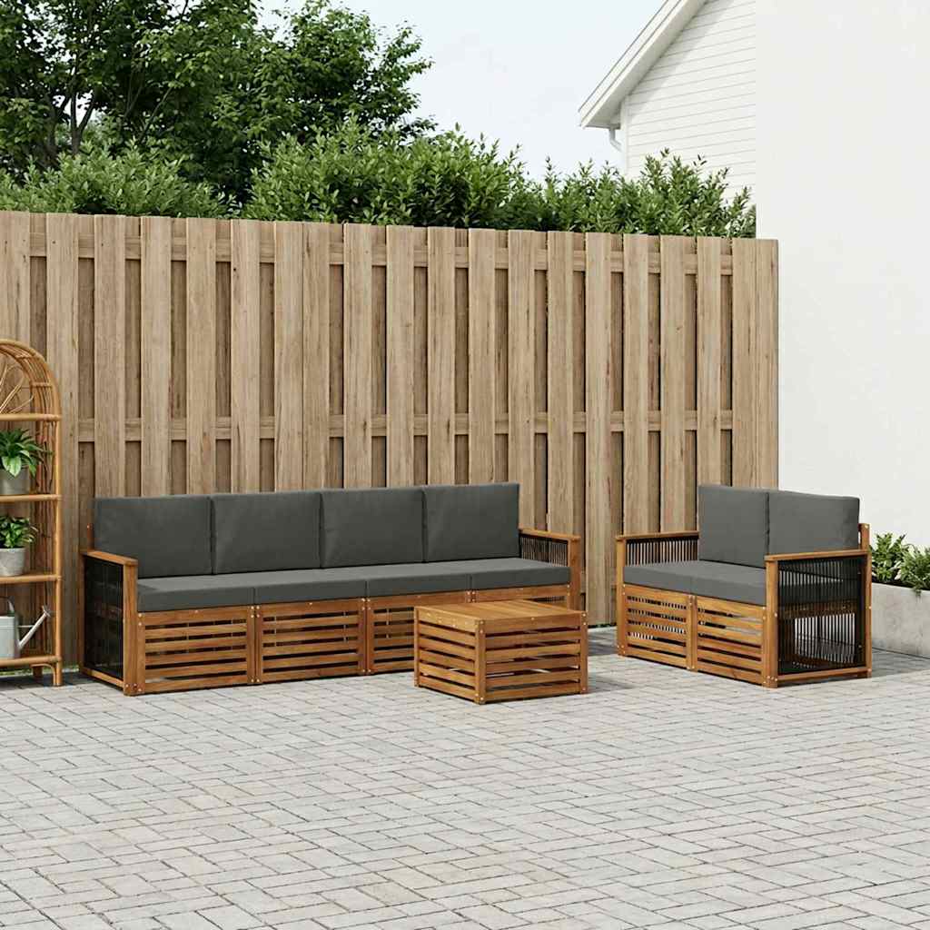Buiten bankenset met kussen 7 pcs Natuurlijk en Antraciet – afbeelding 1
