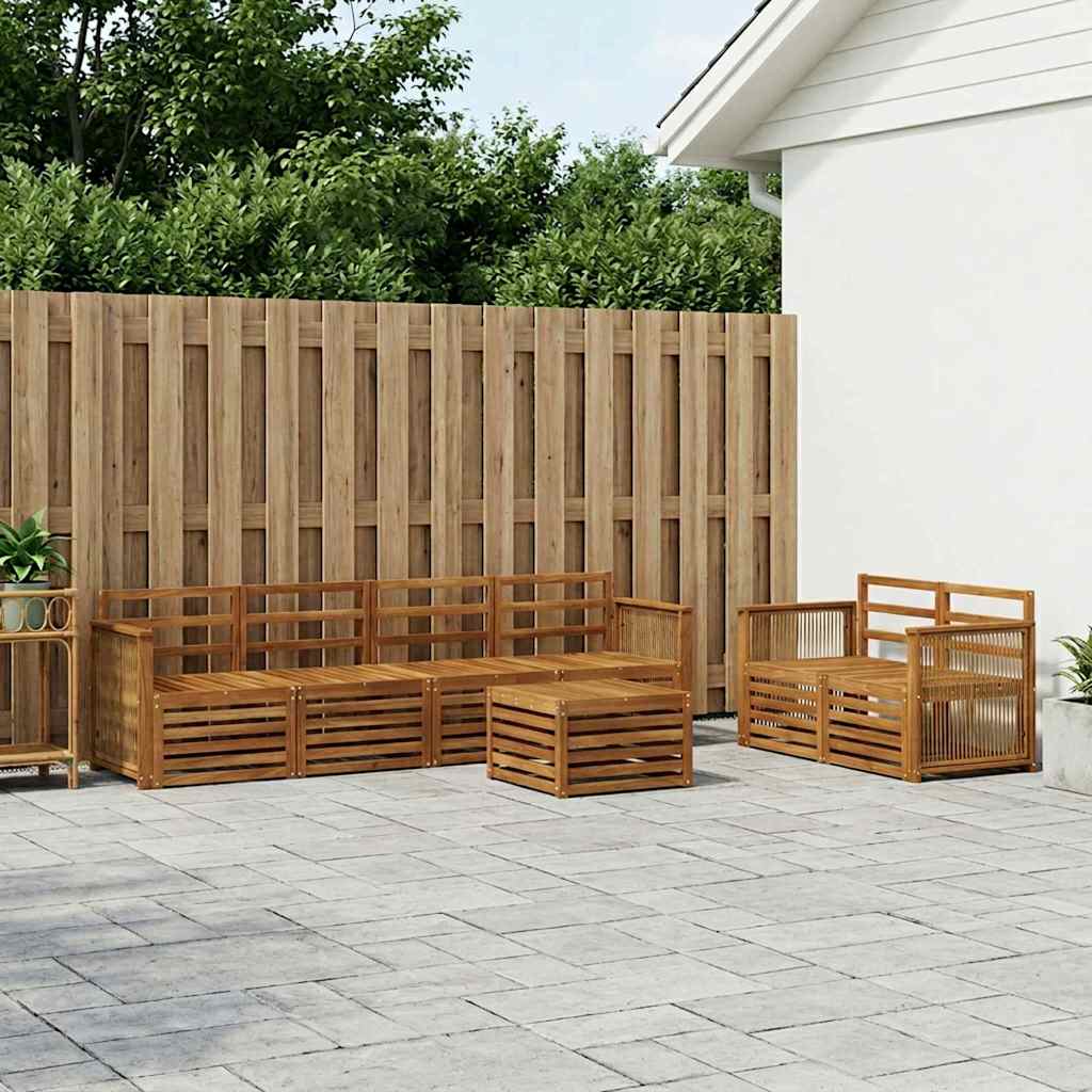 Buiten bankenset 7 pcs Naturel Massief Acaciahout – afbeelding 1