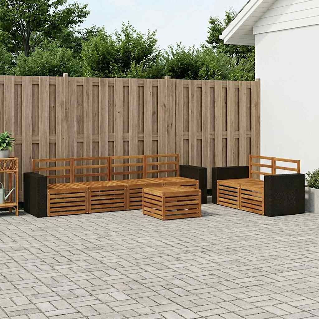 Buiten bankenset 7 pcs Naturel Massief Acaciahout – afbeelding 1