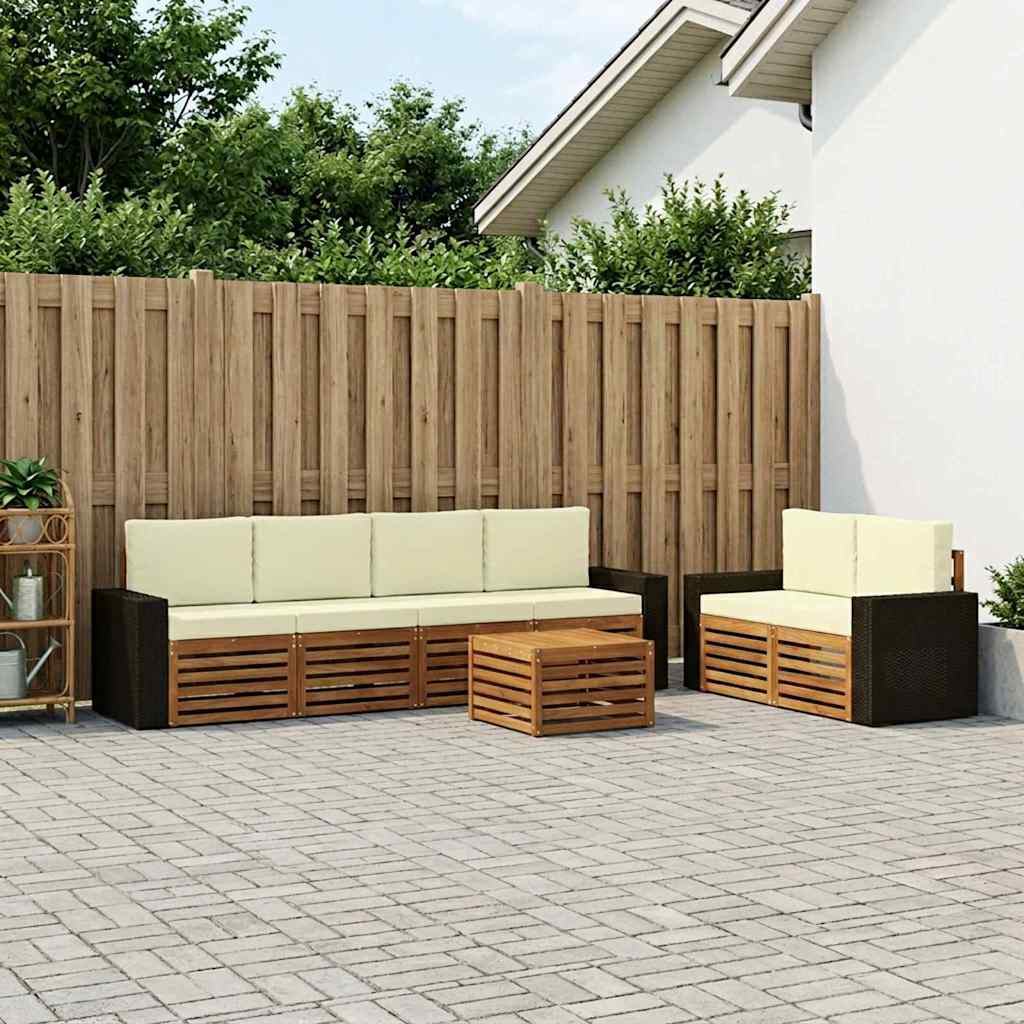 Buiten bankenset 7 pcs Natuurlijk en Crème Massief Acaciahout