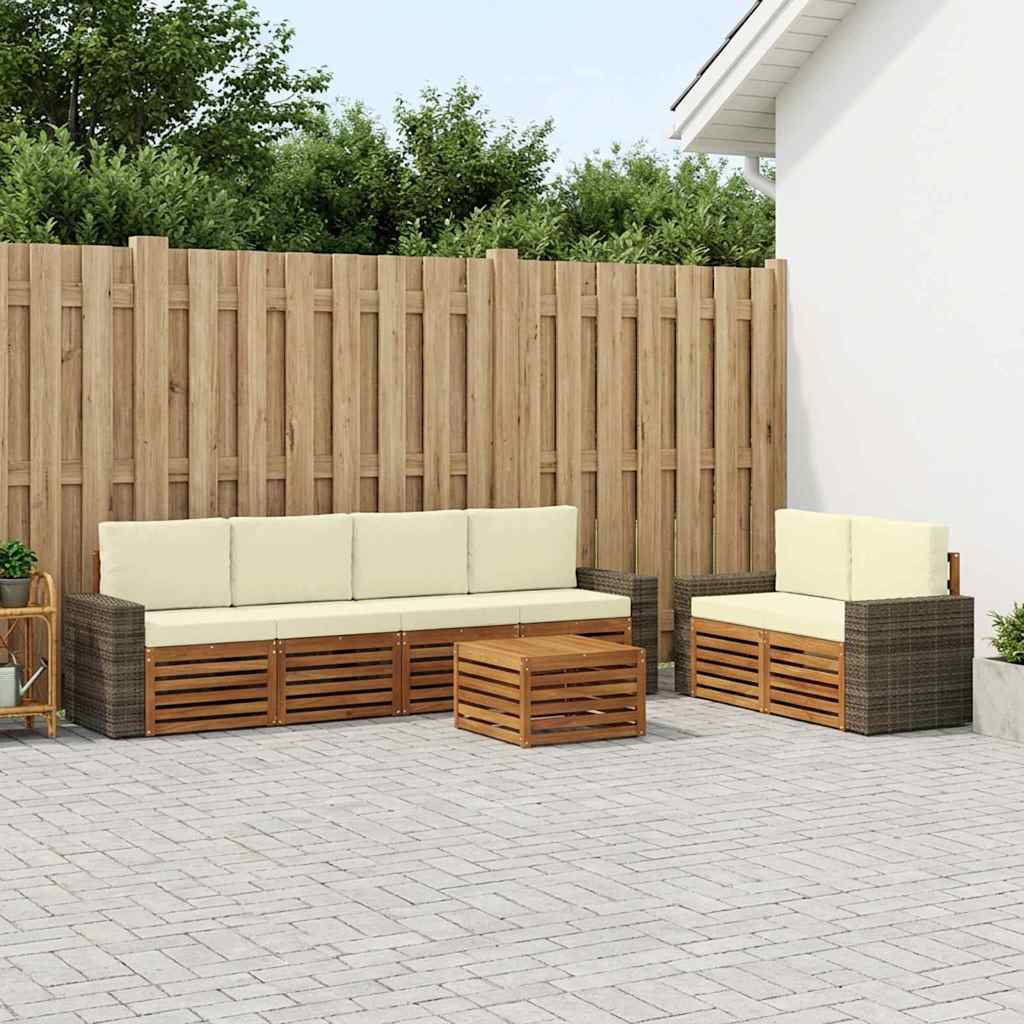 Buiten bankenset 7 pcs Natuurlijk en Crème Massief Acaciahout