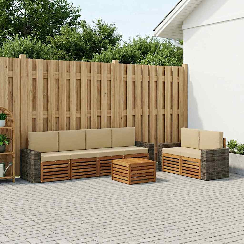 Buiten bankenset 7 pcs Natuurlijk en Beige Massief Acaciahout
