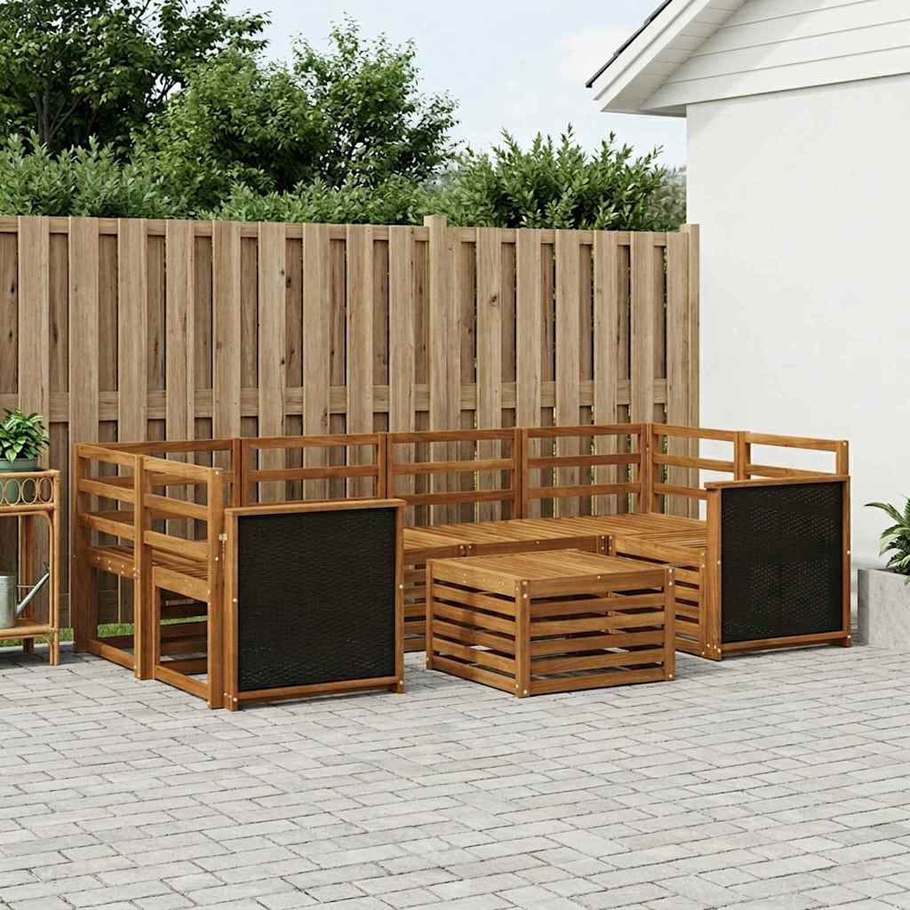 Buiten bankenset 7 pcs Naturel Massief Acaciahout – afbeelding 1