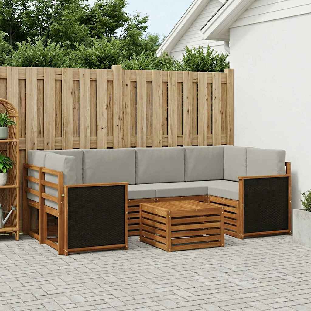 Buiten bankenset 7 pcs Naturel en lichtgrijs Massief Acaciahout
