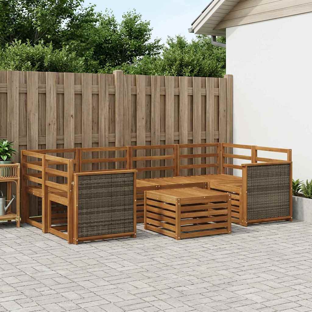 Buiten bankenset 7 pcs Naturel Massief Acaciahout – afbeelding 1
