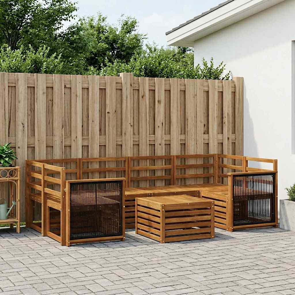 Buiten bankenset 7 pcs Naturel Massief Acaciahout