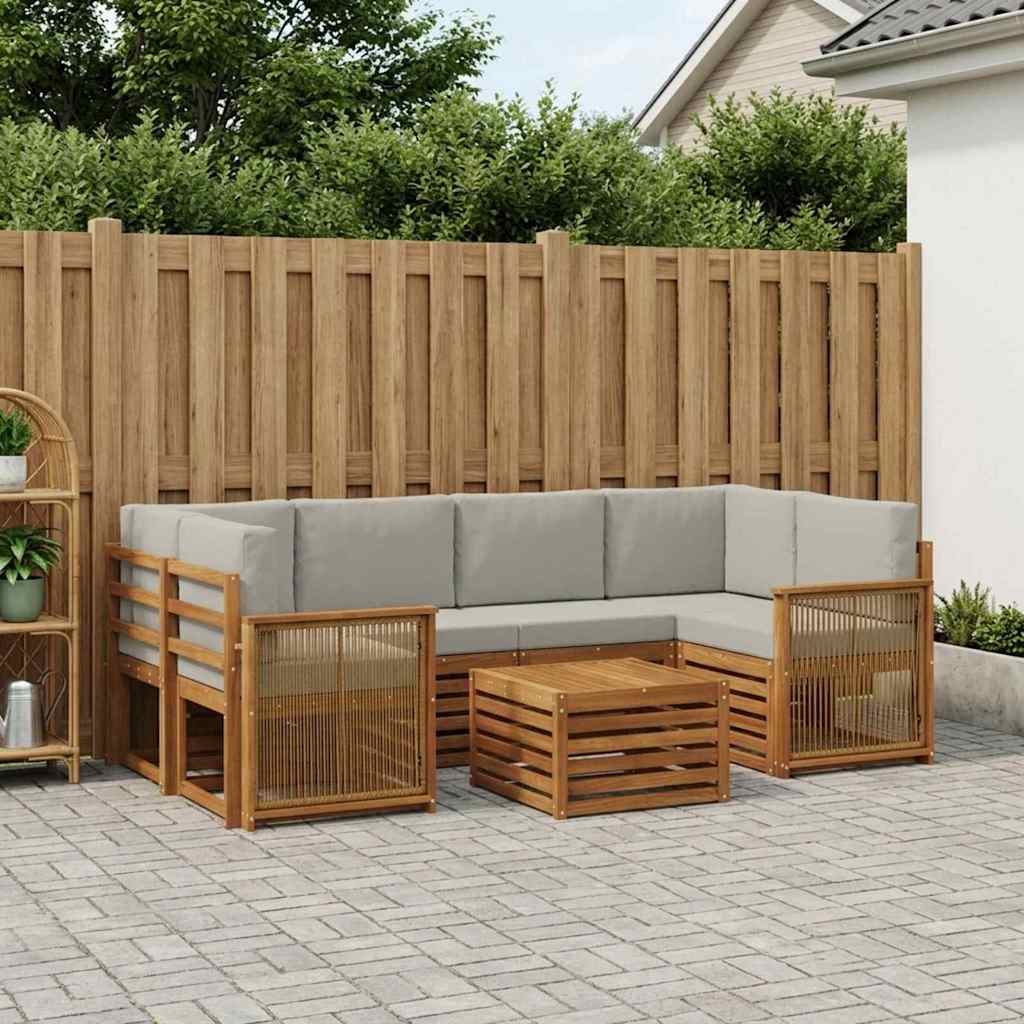 Buiten bankenset 7 pcs Naturel en lichtgrijs Massief Acaciahout