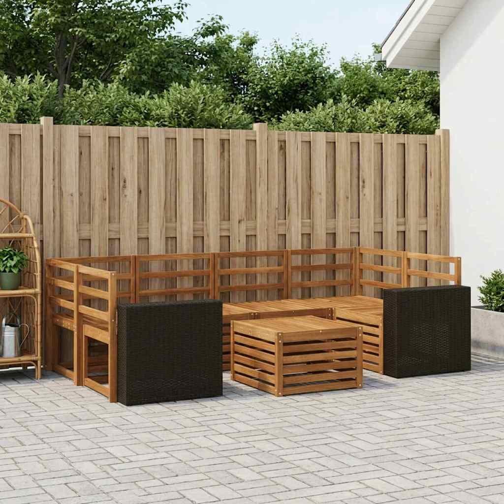 Buiten bankenset 7 pcs Naturel Massief Acaciahout – afbeelding 1