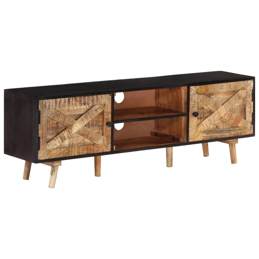 Tv-meubel 140x30x46 cm ruw mangohout en massief acaciahout – afbeelding 1