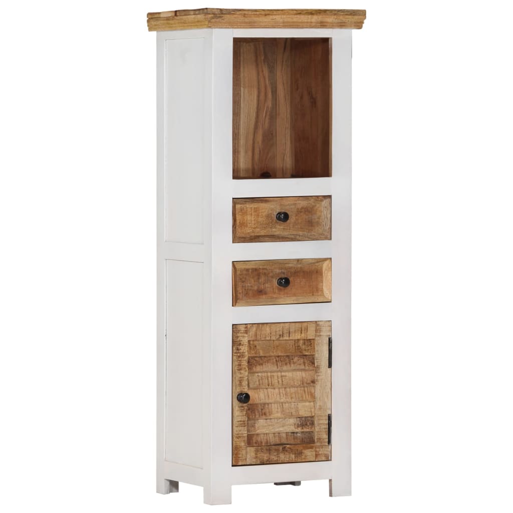 Hoge kast 40x30x110 cm massief mango- en acaciahout bruin wit – afbeelding 1