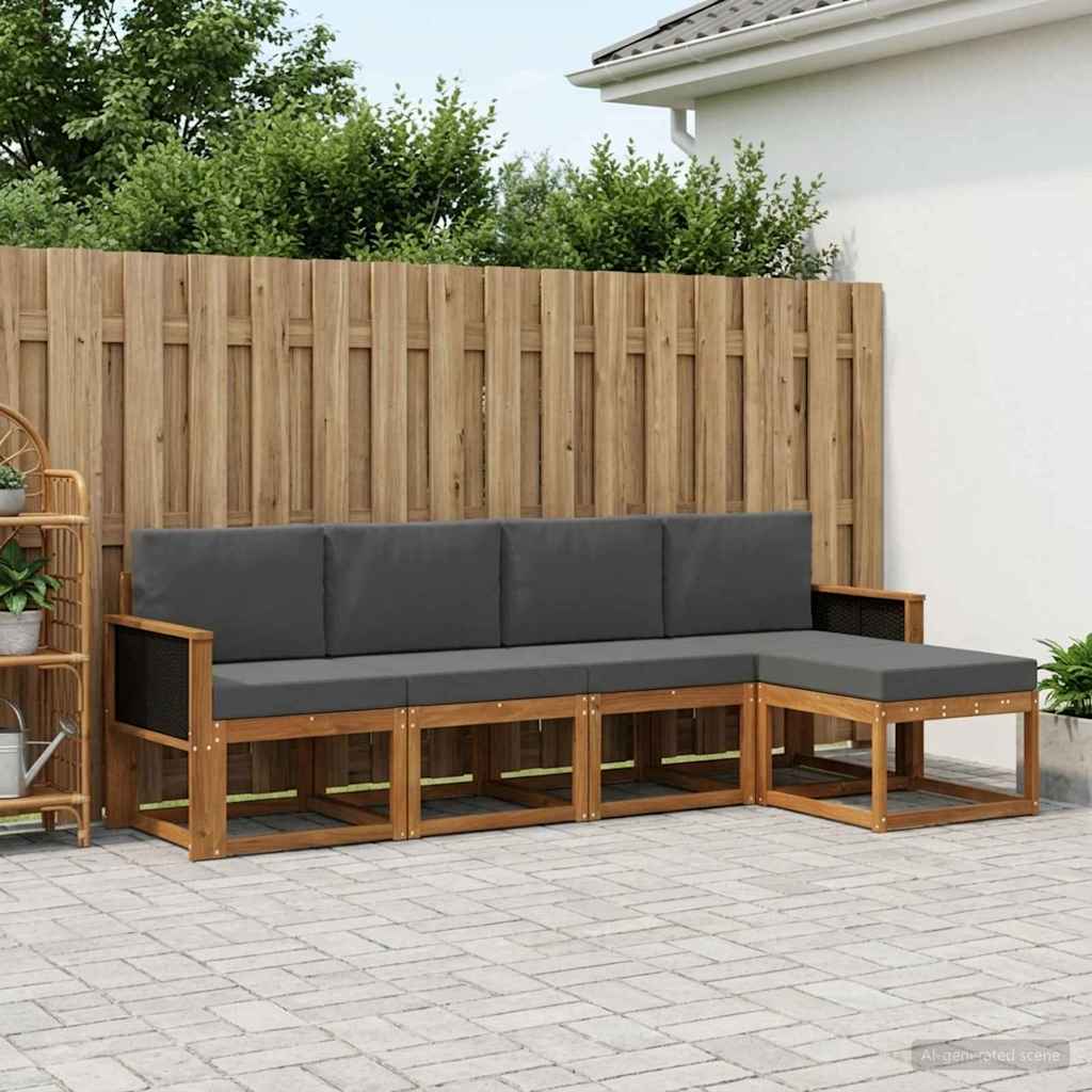 Buiten bankenset 5 pcs Natuurlijk en Antraciet Polyester