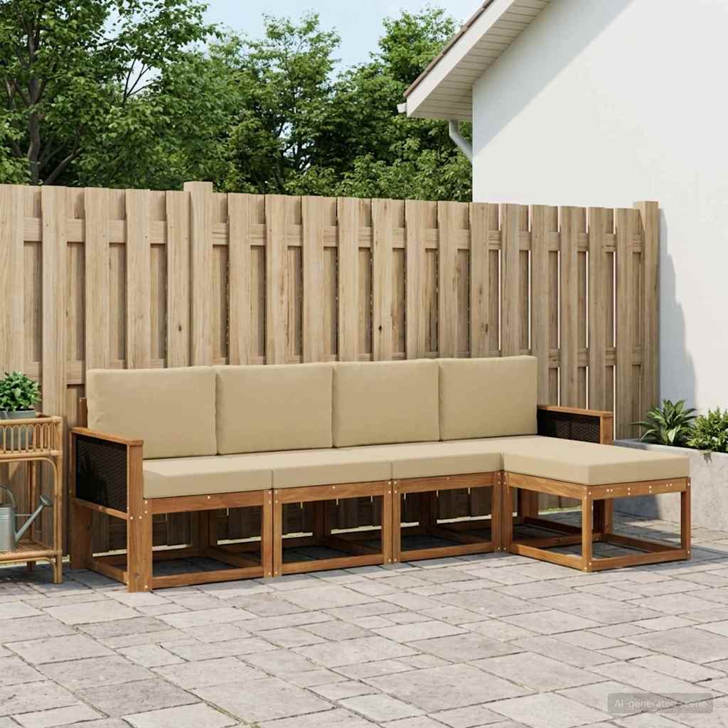 Buiten bankenset 5 pcs Natuurlijk en Beige Polyester