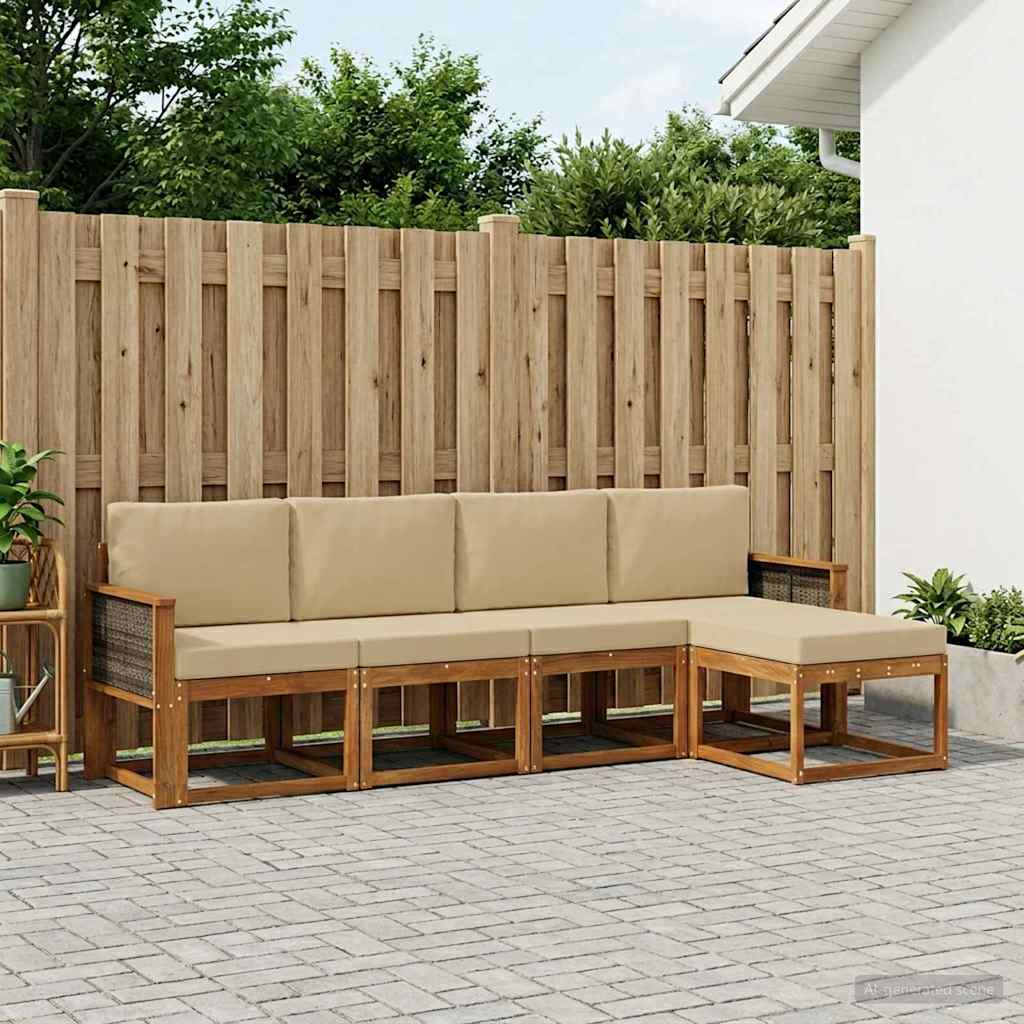 Buiten bankenset 5 pcs Natuurlijk en Beige Polyester