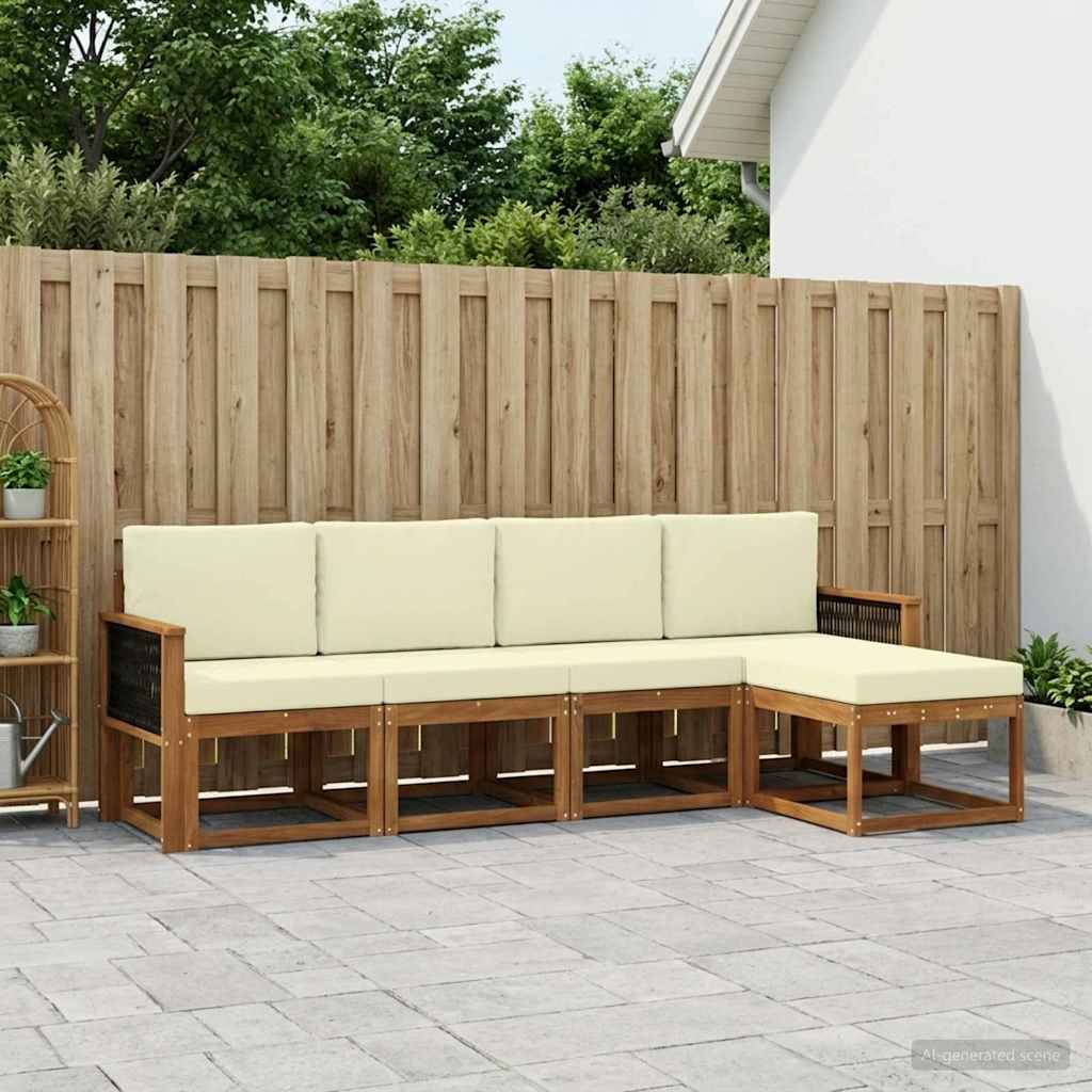 Buiten bankenset 5 pcs Natuurlijk en Crème Polyester