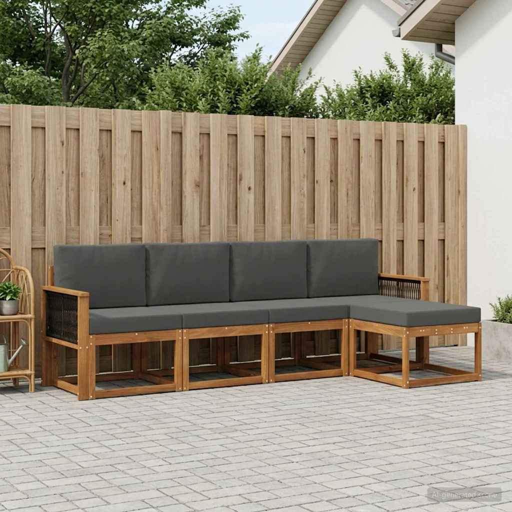 Buiten bankenset 5 pcs Natuurlijk en Antraciet Polyester – afbeelding 1