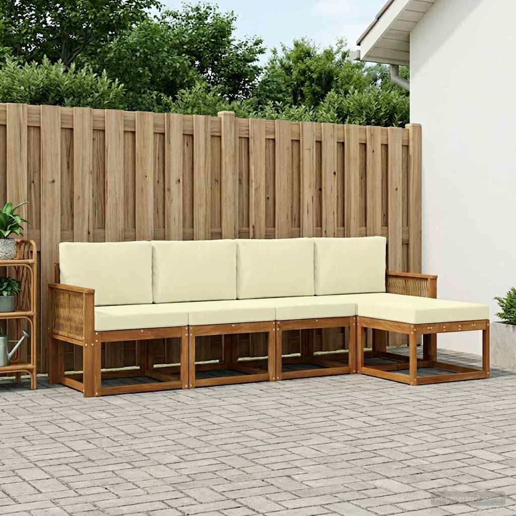 Buiten bankenset 5 pcs Natuurlijk en Crème Polyester – afbeelding 1