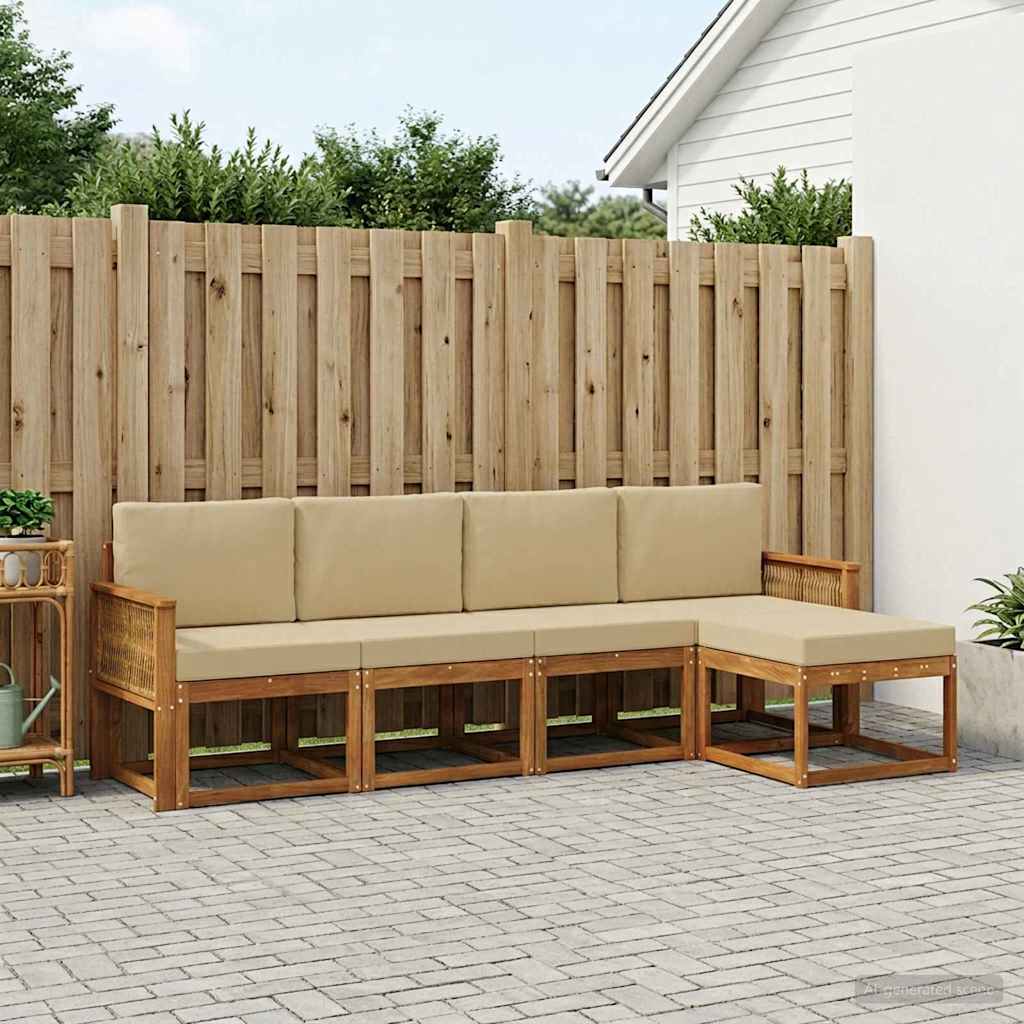 Buiten bankenset 5 pcs Natuurlijk en Beige Polyester – afbeelding 1