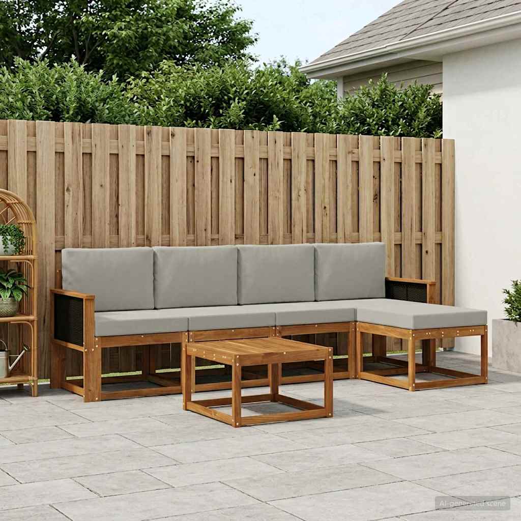Buiten bankenset 6 pcs Naturel en lichtgrijs Polyester – afbeelding 1