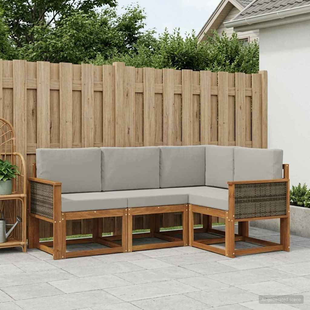 Buiten bankenset 4 pcs Naturel en lichtgrijs Polyester – afbeelding 1